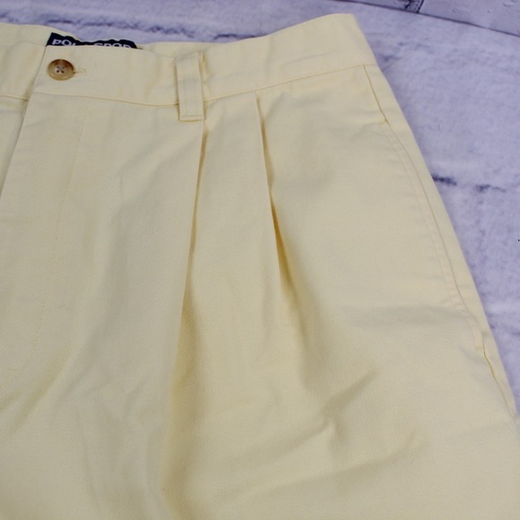 Vintage Polo Sport Ralph Lauren Shorts Women 10 Yellow Pleated High Rise Bermuda - Picture 10 of 16
